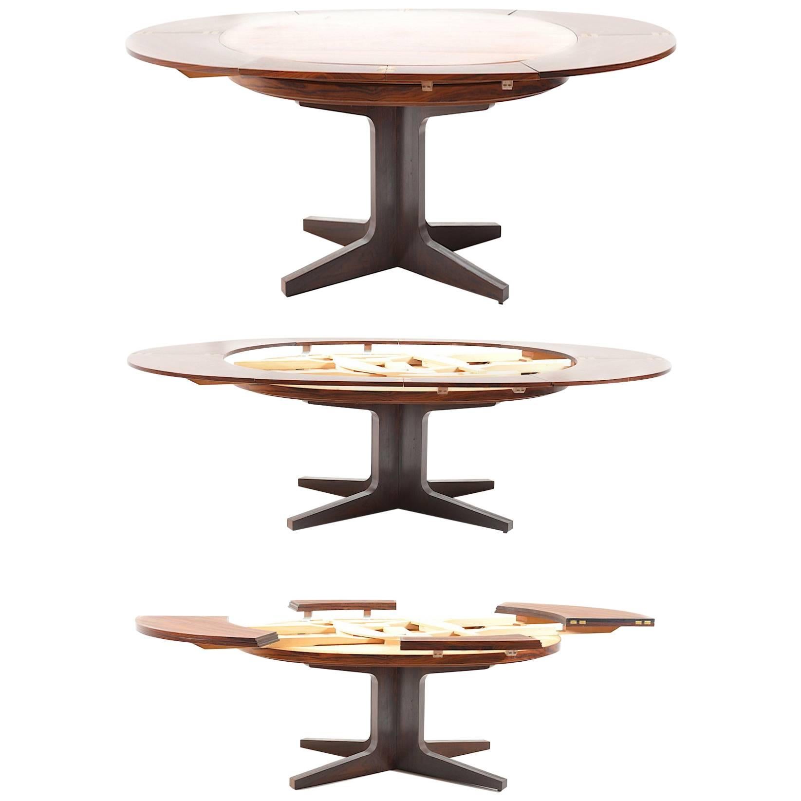 Rare and fantastic Dyrlund Smith Flip Flap Dining Table in Rosewood, 1960s For Sale
