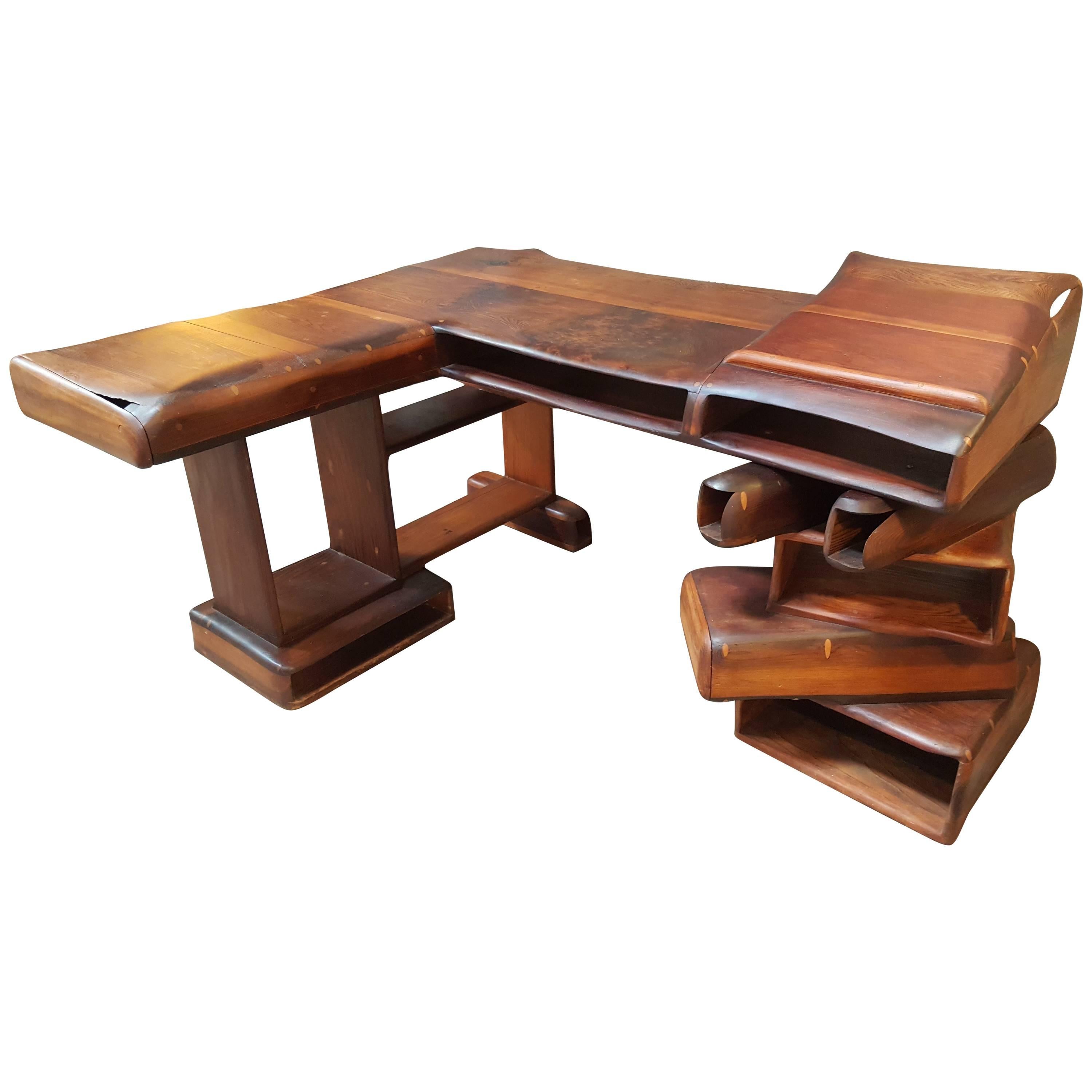 California Craft Redwood Desk 1970's