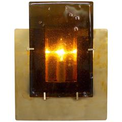 Brass and Glass Contemporary Sconces
