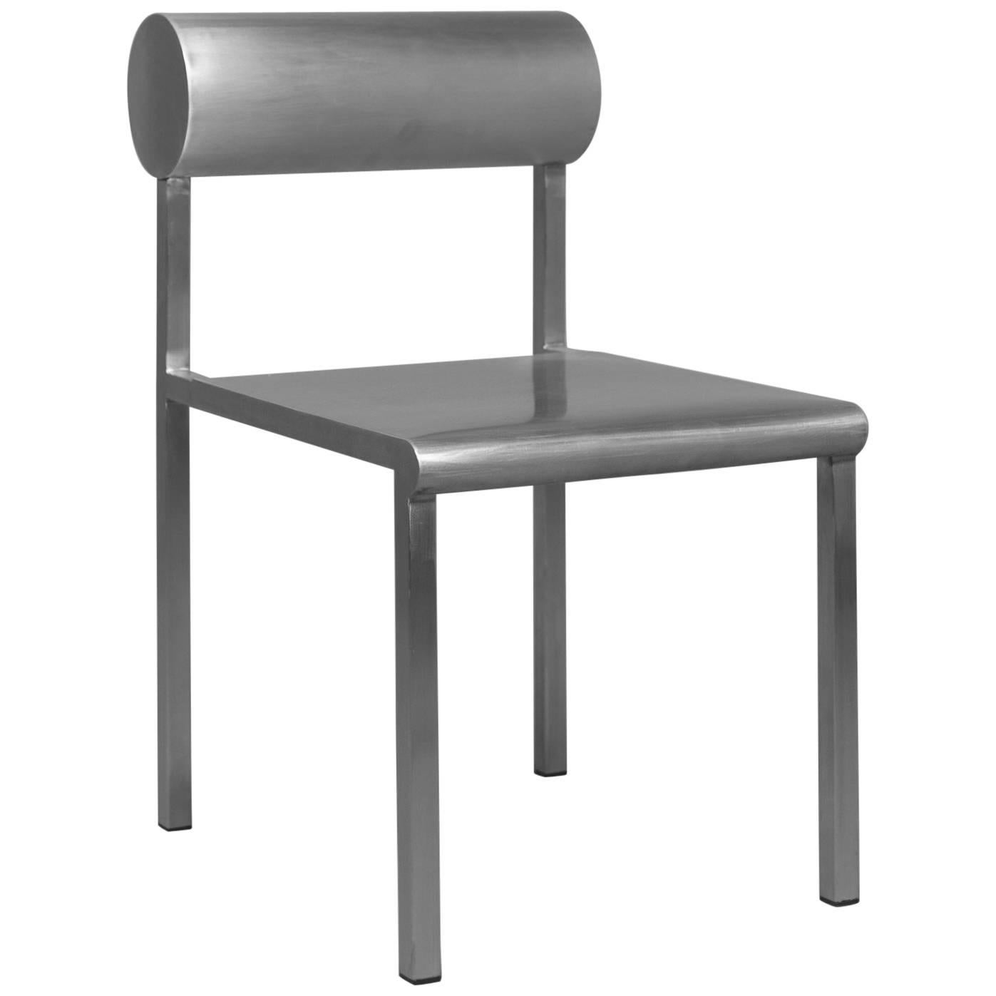 Waka Waka Contemporary Cylinder Back Stainless Steel Accent Chair For Sale