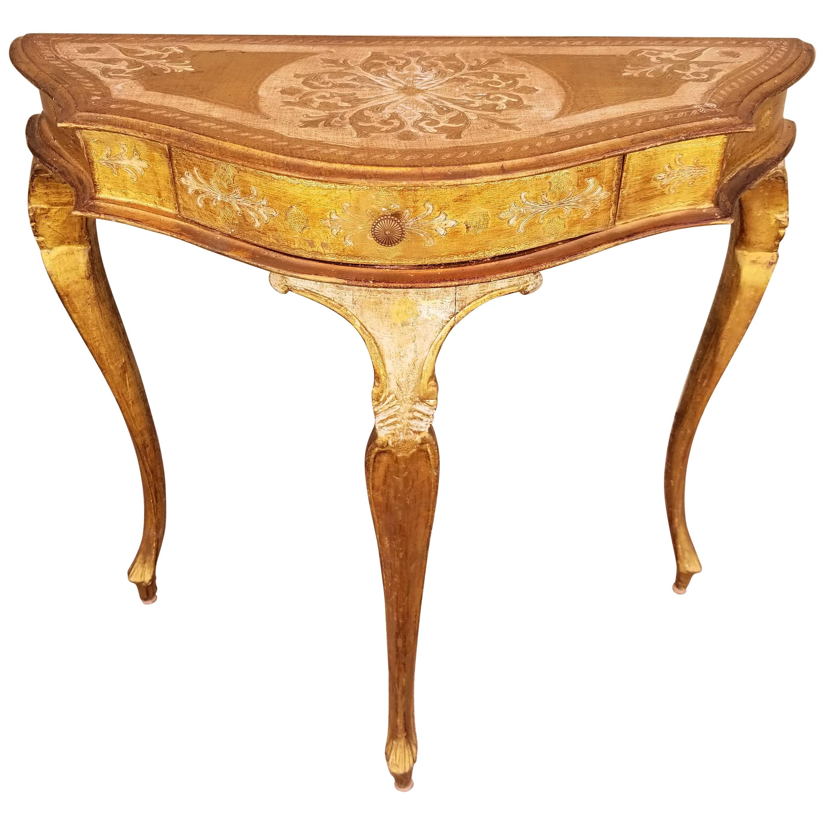 Venetian Lacquered and Painted Demilune Table im Angebot