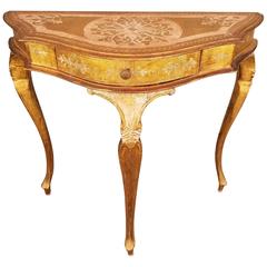 Venetian Lacquered and Painted Demilune Table