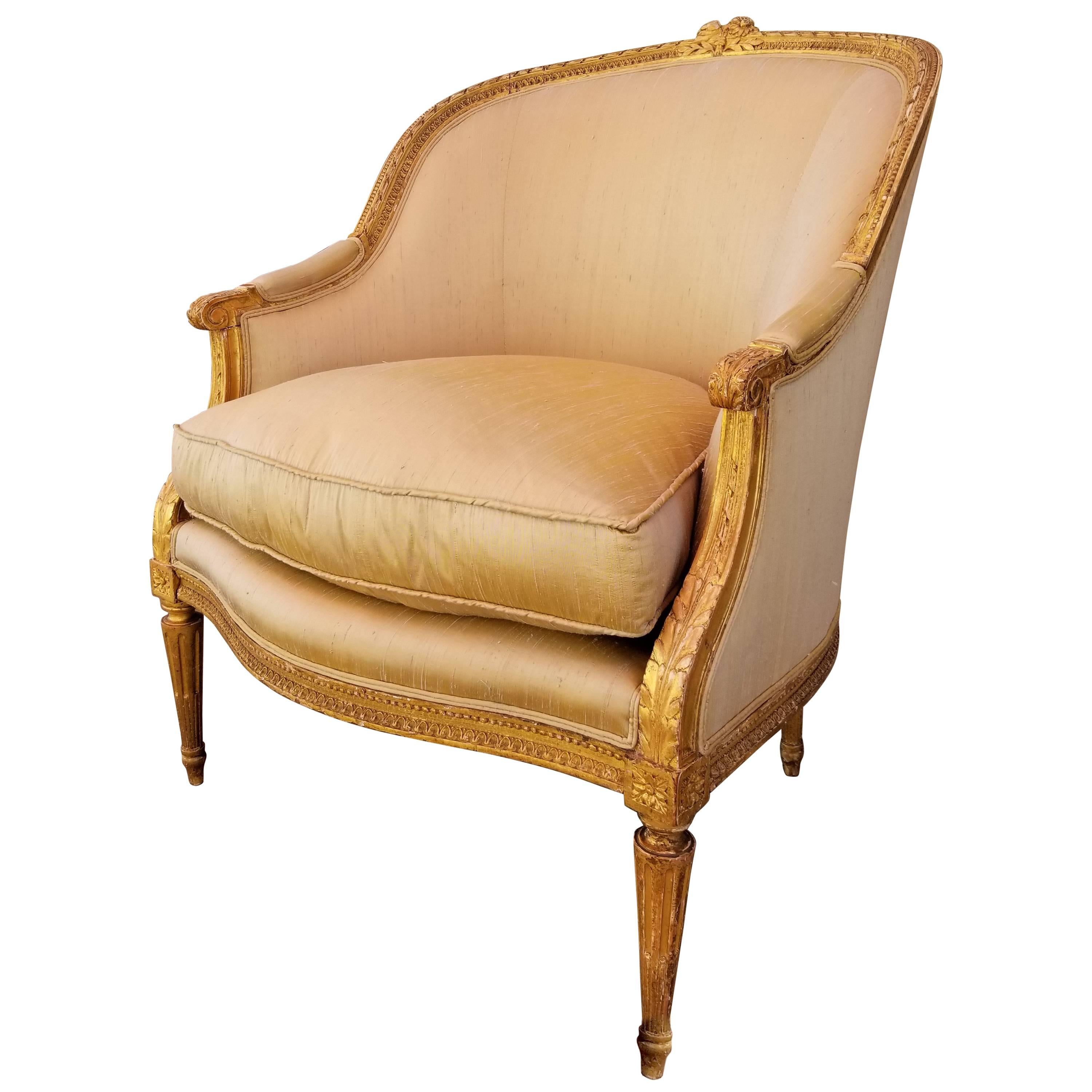 19th Century Gilt Louis XV Bergere