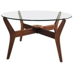 Vintage 1960s Mid-Century Oak Frame Circular Coffee Table
