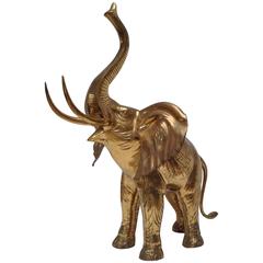 Extra Large Heavy Elephant Sculpture in Brass, 1970s