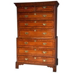 Antique 18th Century Oak, Mahogany and Fruitwood Chest on Chest with Superb Patina