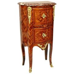 Antique Small Tulipwood and Parquetry Commode, Late Regence, in the Manner of M. Criaerd