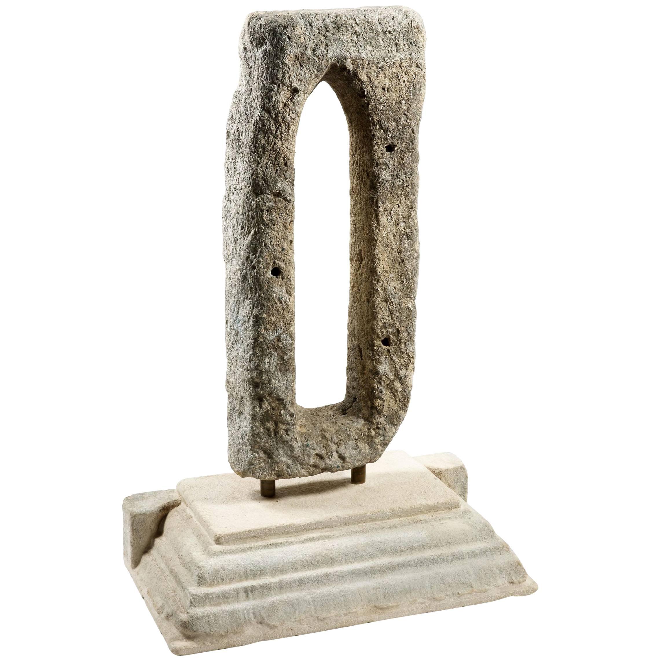 Early Stone Window Frame on Stand For Sale