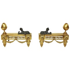 Pair of 19th Century Napoleon III Chenets or Andirons