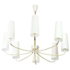 Huge Glass Classic Chandelier, in the style of Stilnovo, 1950s