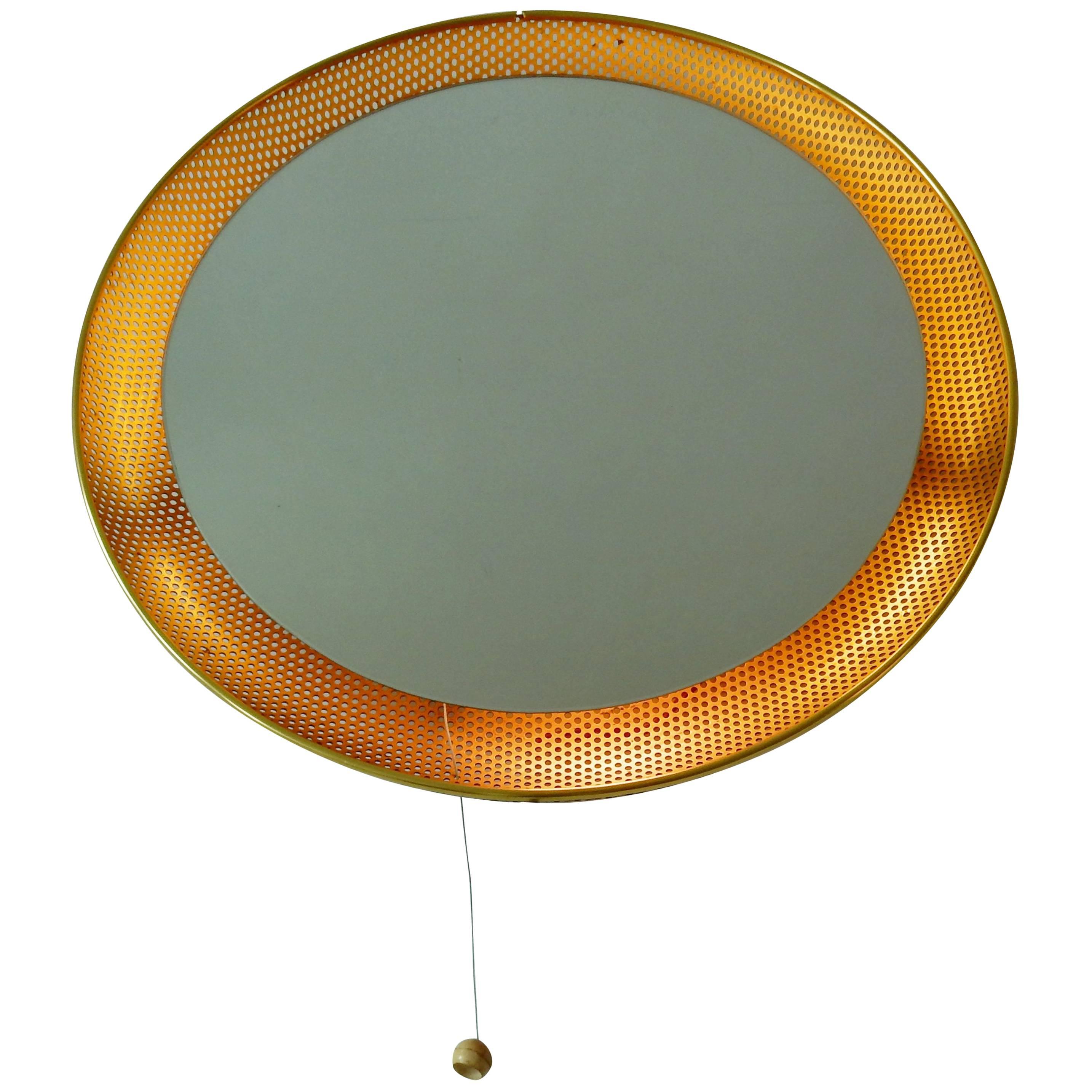 Luminated Mirror on a Perforated Frame, Netherlands, 1950s or 1960s