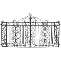 Pair of Antique Wrought Iron Driveway Gates