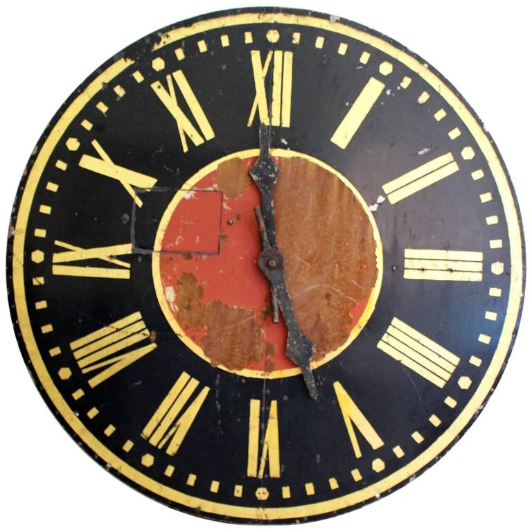 Very Large French 1930s Painted Metal Clock Face at 1stDibs