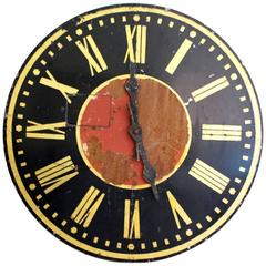 Very Large French 1930s Painted Metal Clock Face