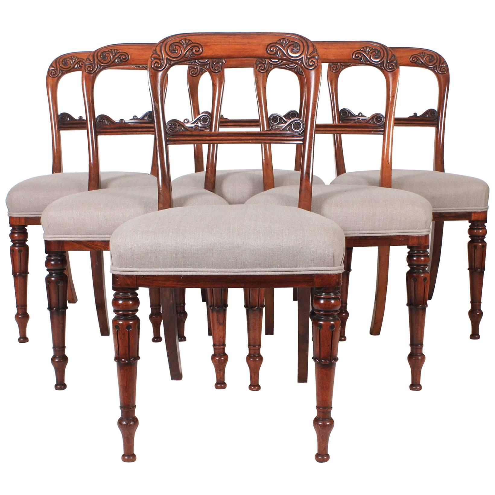 Set of Six Stunning Rosewood Dining Chairs For Sale