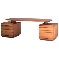 B40 Desk in Solid Elm by Pierre Chapo, French, Late 1970s