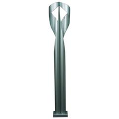 Flamme Floor Lamp, Made of Green Painted Steel, Made in France by Charles Paris