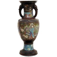Large 19th Century Chinese Bronze Cloisonné Enamelled Vase
