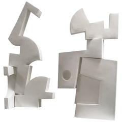 Abstract Pair of Modernist Sculptures in Plaster by Gareth D. Smith 9
