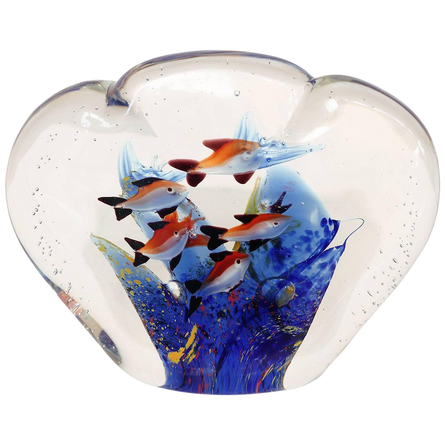 Vintage Murano Glass Aquarium Paperweight For Sale