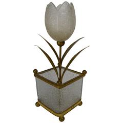 Decorative Glass Tulip in Glass Flower Pot