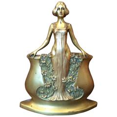 Original Art Nouveau Bronze Vase by Charles Korschann, circa 1900