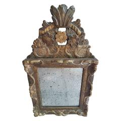 18th Century Provencial French Giltwood and Original Foxed Mercury Mirror