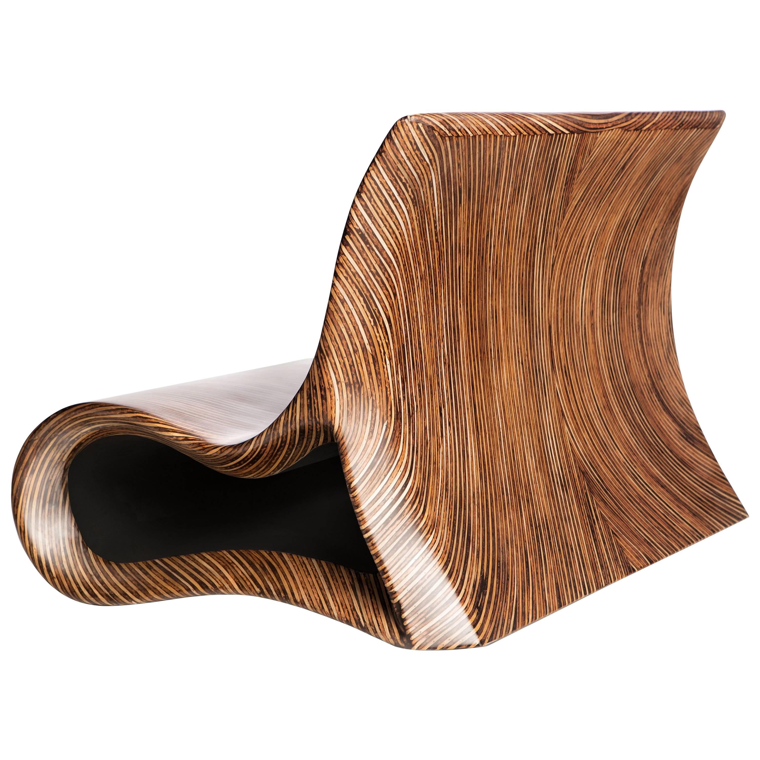 Modern Wooden Altoum Doubler Sofa Seater in Dark Finish Inspired by Op Art 2014 For Sale