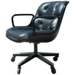 Black Leather Executive Chair by Charles Pollock for Knoll