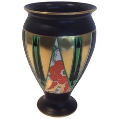 Art Deco Vase by Crown Devon with the Orient Design in 22-Carat Gold