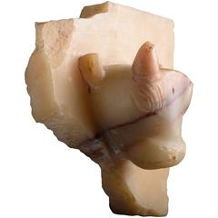 Ancient Arabian Banded Alabaster Bull Sculpture, 50 BC