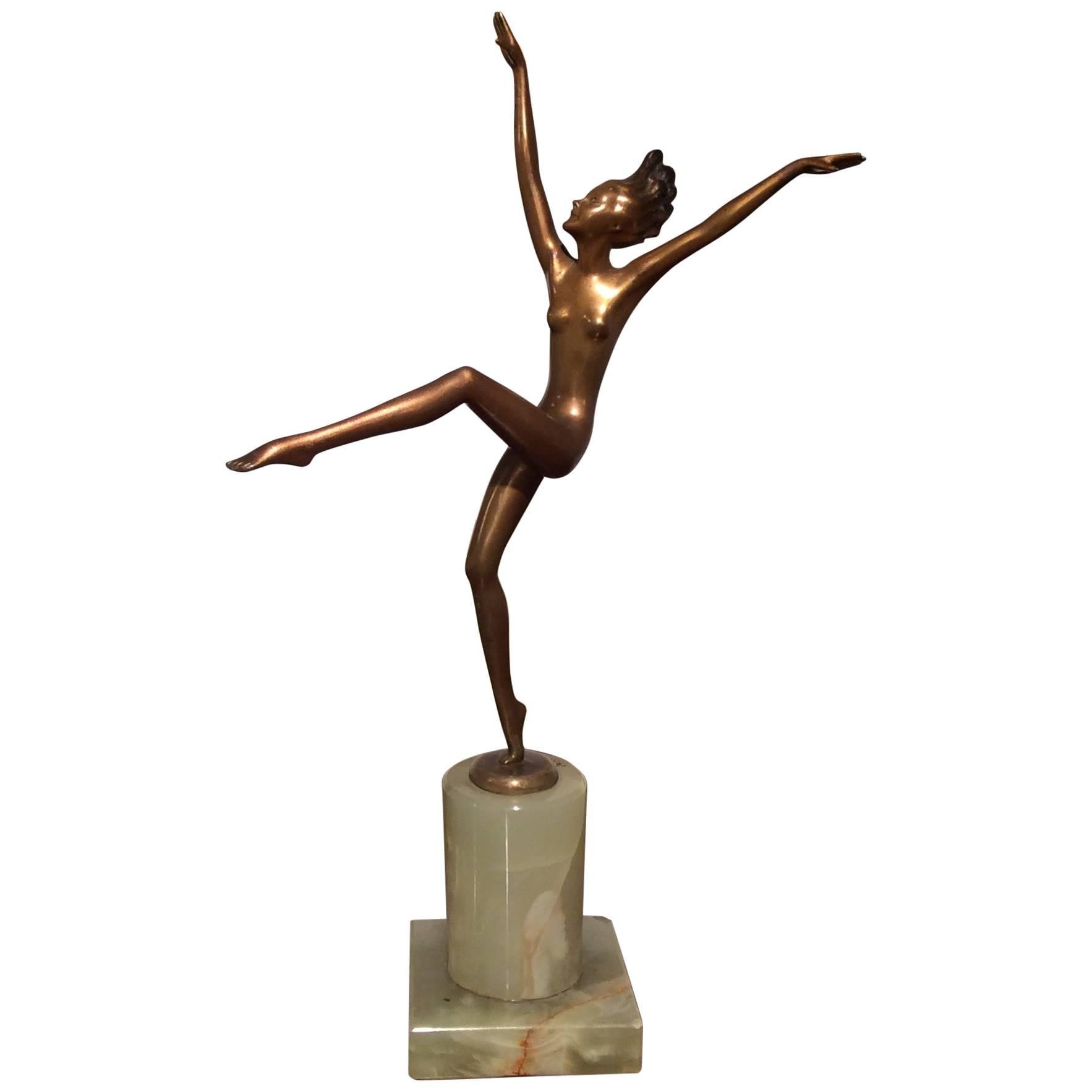 Original Art Deco Bronze Dancer 'Sophie' by Joseph Adolph, circa 1930