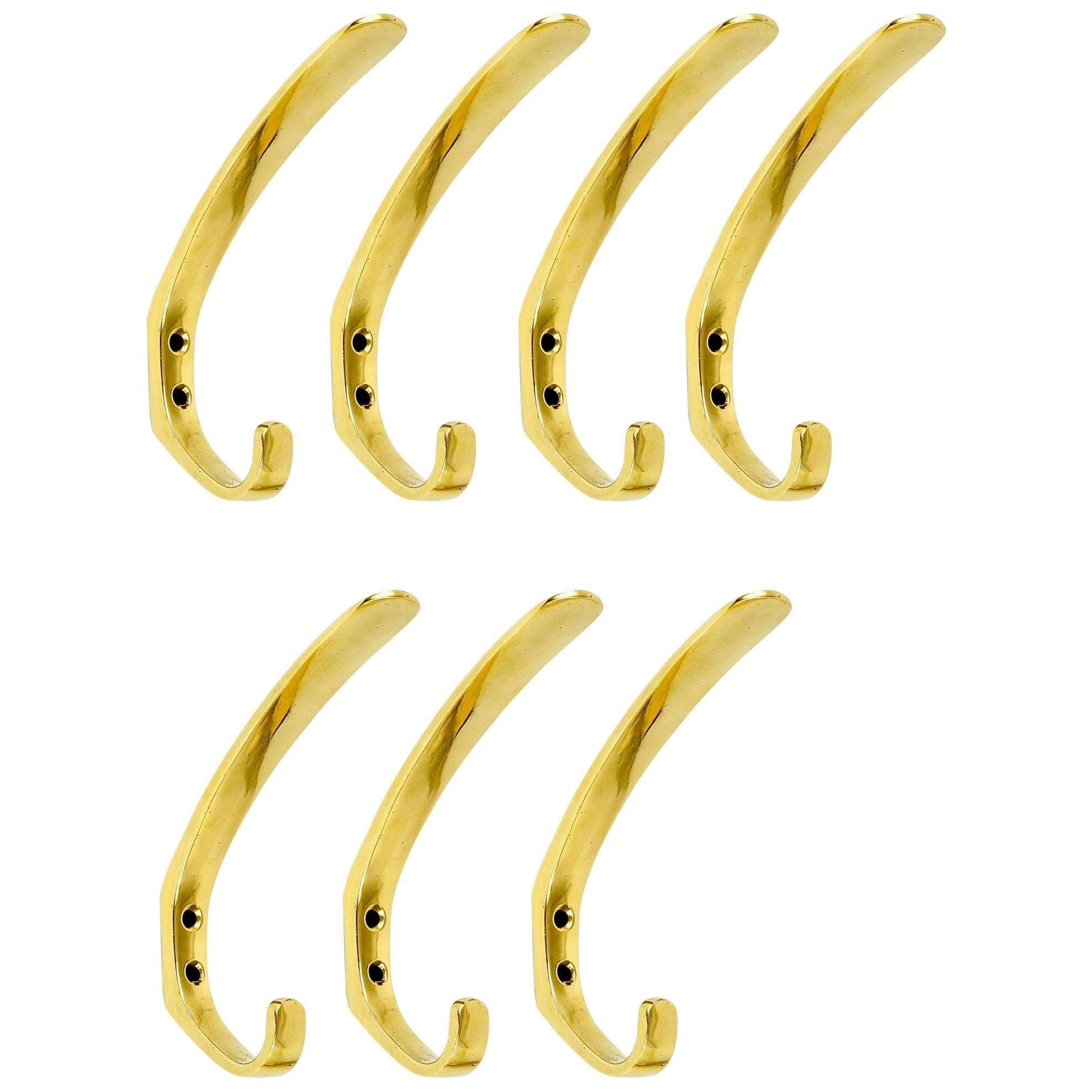 Up to four Mid-Century Brass Wall Coat Hooks by Herta Baller, Austria, 1950s For Sale
