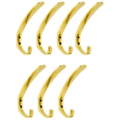 Up to Five Mid-Century Brass Wall Coat Hooks by Hertha Baller, Austria, 1950s