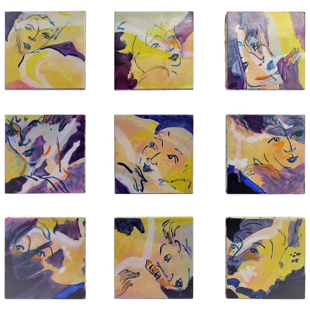 Nine Oil Paintings on Canvas on the Theme of "The Dancers" by E. Ballestra