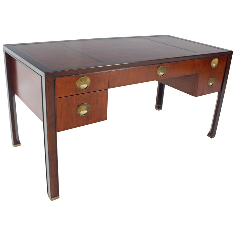 Teak Walnut Leather Top Executive Desk By Baker For At 1stdibs Teak Walnut Leather Top Executive Desk By Baker For