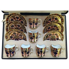 Vintage Imari Royal Crown Derby 1128 Set of Six Cups and Saucers with Box