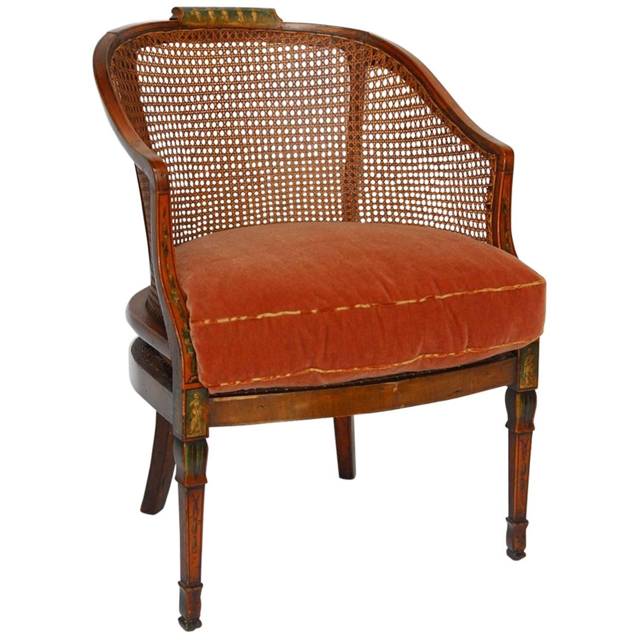 English Painted and Caned Edwardian Armchair