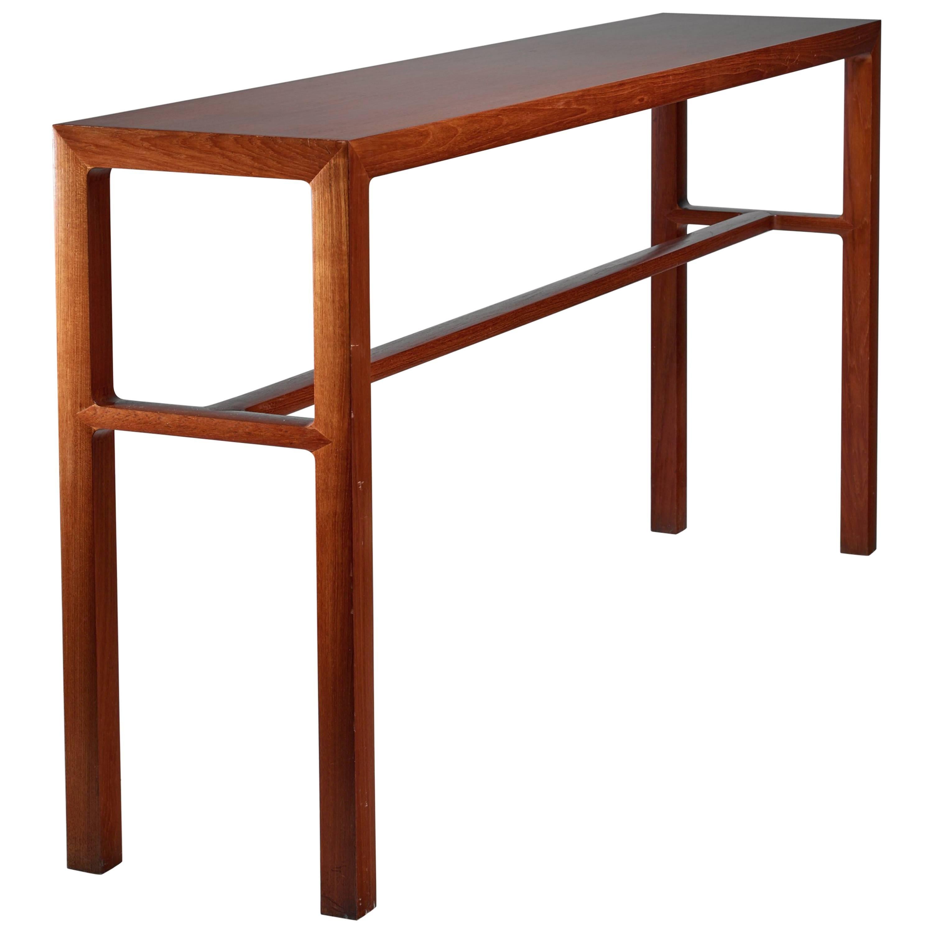  Scandinavian Long Wooden Console Table, 1960s