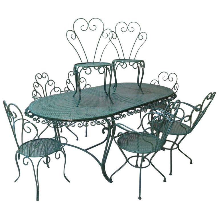 View of French 1950s Painted Iron Garden Set at 1stDibs