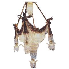 French Waterfall, Crystal and Bronze Chandelier 10