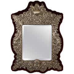 Neo Renaissance 19th Century Silver Plated Mirror, France