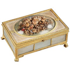 mother of pearl boxes for sale Antique 19th Century Charles X Gilt Bronze and Mother-of-Pearl Box with Flowers