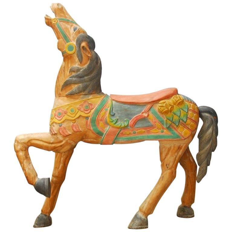 Polychrome Decorated Standing Carousel Horse