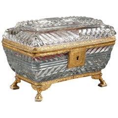 Antique 19th Century Crystal and Mother-of-Pearl Toiletry Box