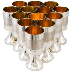 Vintage Sterling Silver and Gilded Champagne Cups, Sweden, 1970s