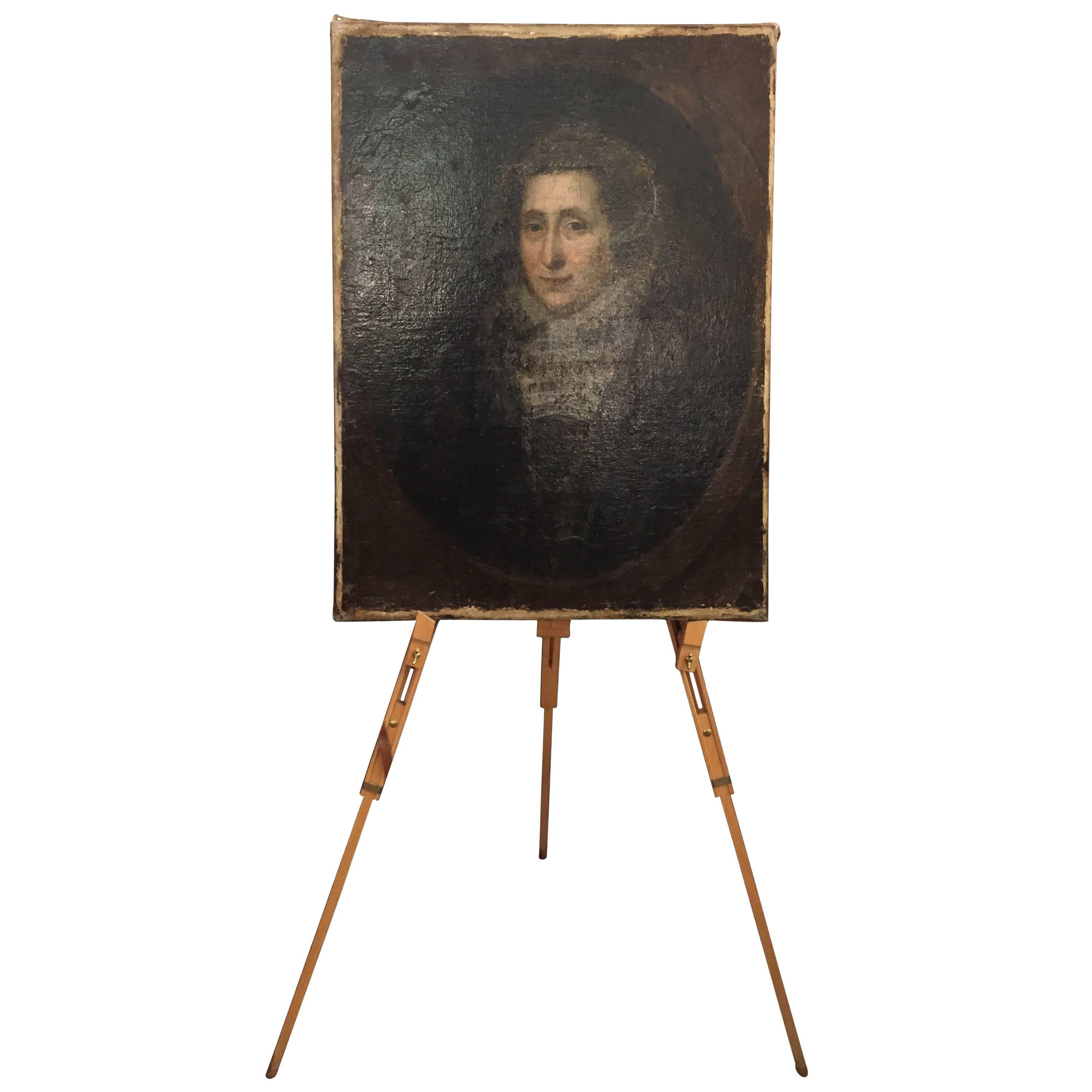 Antique Mary Queen of Scots Oil on Canvas, 16th Century For Sale