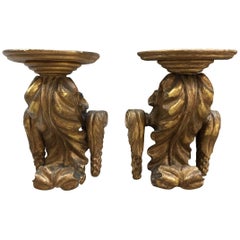 Pair of Gold Gilt Carved Wall Brackets from the Late 19th Century