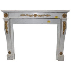 French, Louis XVI Style Marble Mantel with Bronze Mounts