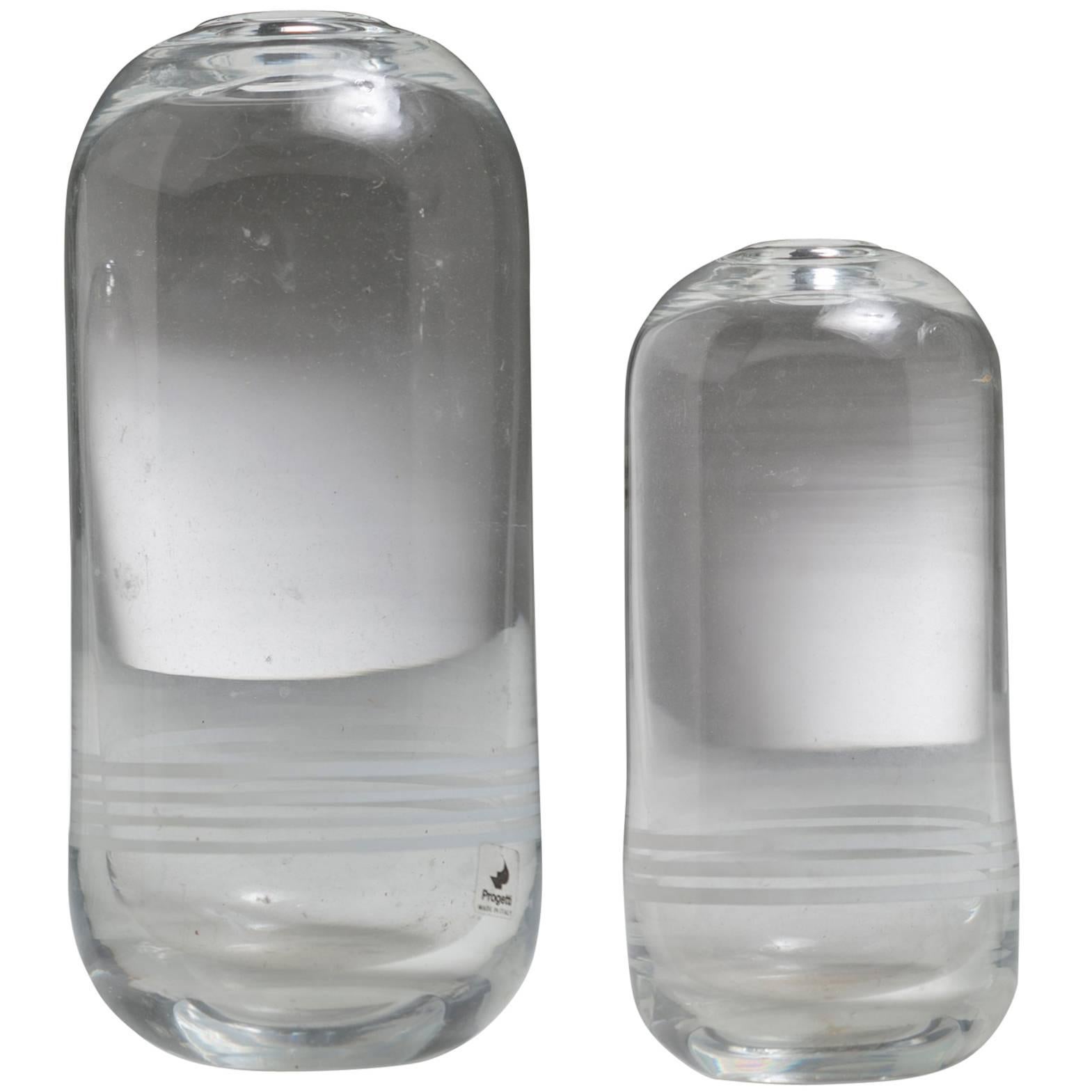 Set of Two Crystal Vases by Gianfranco Frattini for Progetti